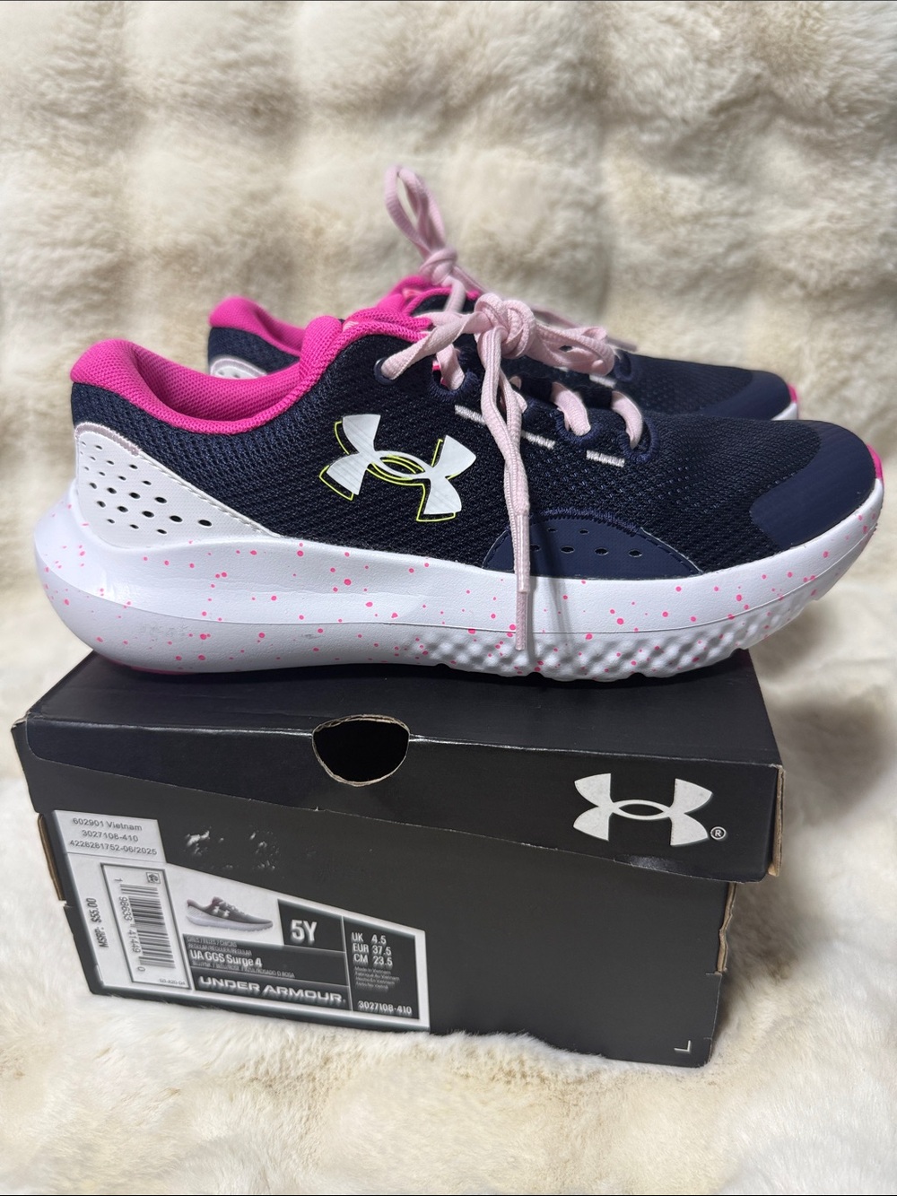 Under Armour Navy and Hot Pink Girls' Athletic Sneakers